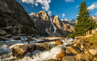 Картинка горная река, скалы, камни, Valley of the Ten Peaks