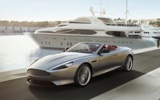 Картинка Aston Martin, Воланте, набережная, яхта, девушка, DB9, передок, кабриолет, Volante, Астон Мартин, ДБ9