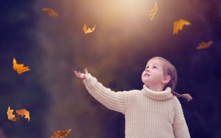 Картинка девочка, осень, листья