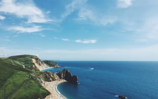 Картинка grass, beach, nature, shore, ocean, water, land, sand