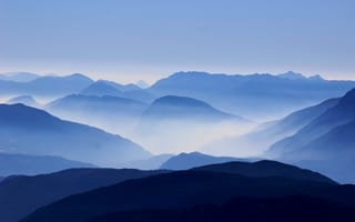 Картинка Italy, blue, mountains, Corno Nero, hills, fog