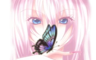 Картинка Vocaloid, бабочка, Megurine Luka, минимализм, свет, взгляд