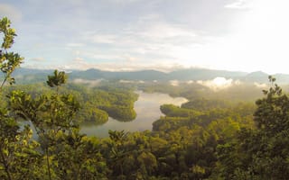 Картинка river, sky, マレーシア, clouds, Malaysia, Asia, nature, trees