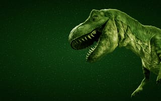 Обои динозавр, хищник, зубы, зеленый, пасть