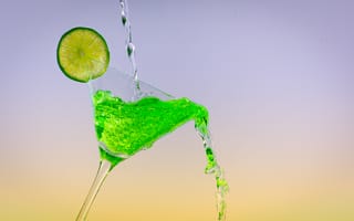 Картинка Colour Art, Glas, Lime, Cocktail, Green