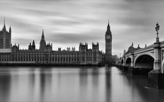 Картинка bridge, night, Big Ben, England, London