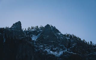 Картинка USA, rock, United States, trees, mountains, Yosemite Valley, stone, snow