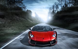 Картинка Mansory, Aventador, скорость, ламборгини, Lamborghini, дорога, авентадор, red, ламборджини, красный, LP700-4, блик, LB834