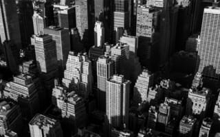 Картинка windows, USA, New York City, Manhattan, b/w, construction, homes, America, United States of America, NYC, architecture, buildings, United States, black and white, New York, structure