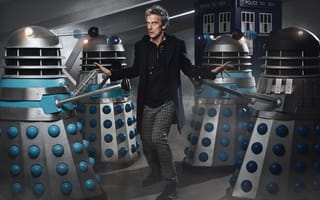 Картинка актер, мужчина, Доктор Кто, Daleks, Doctor Who, будка, ТАРДИС, TARDIS