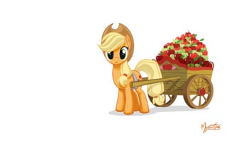 Картинка My little pony, яблоки, пони, повозка, MysticAlpha, Applejack