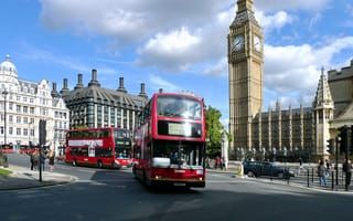 Картинка big ben, london, Лондон, автобусы