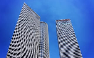 Картинка sky, buildings, Tel Aviv Yafo, skyscrapers, Azrieli Mall, Crowne Plaza, Israel, Azrieli Center