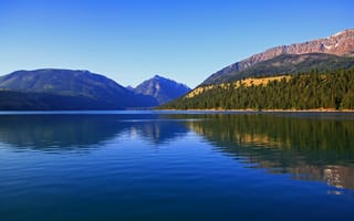 Картинка горное озеро, лес, Wallowa Lake and Wallowa mountains, природа, Oregon