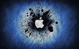 Картинка Apple, Splatter, Logo, Brand, Color, Blue, Blue Splatter