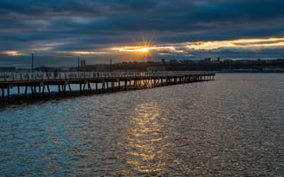 Картинка солнце, закат, Природа, riverside, sunset, nature, река