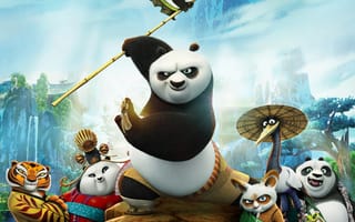 Картинка персонажи, горы, мультфильм, Кунг-фу Панда 3, мастер, деревня, тигрица, Kung Fu Panda 3, Шифу, панды