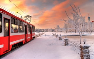 Картинка санкт-петербург, зима, трамвай