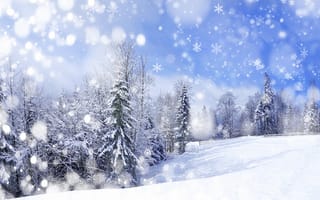 Обои природа, снег, зима, горы, деревья, пейзаж
