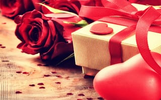 Картинка love, Valentine's Day, romantic, розы, любовь, heart, подарок