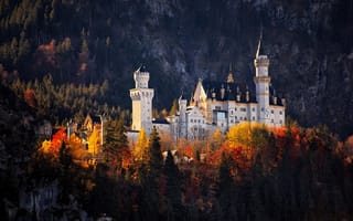 Картинка осень, германия, замок, лес