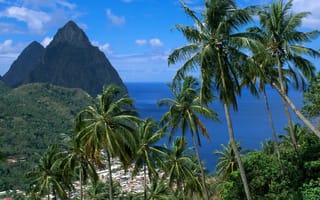Картинка Карибы, St-Lucia, Soufriere and the Pitons, West Indies, Суфриер, гора Питон