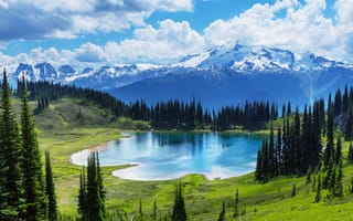 Обои Canada, Moraine, landscape, lake, Banff National park, озеро, лес