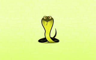 Картинка кобра, зеленый фон, глазастая, cobra, минимализм, змея