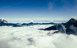 Картинка skyline, sky, height, cloud, mountains, clouds, fog