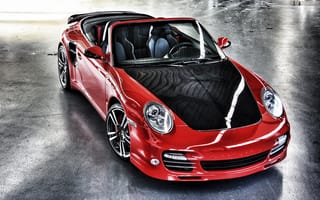 Картинка Porsche, turbo, порше, кабриолет, cabrio, carbon, 997, красный, red, карбон