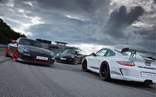 Картинка Porsche, 4.0, rs, 911. гт3, 911, черный, перед, gt3, здание, тучи, silver, рс, white, black, порше, трек, front, серый, белый, back, track