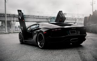 Картинка Lamborghini Aventador, PUR 4OUR Depth, зад, ламбо двери