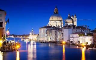 Обои Venice, Венеция, Italy, Гранд-канал, архитектура, Canal Grande, свет, дома, вечер, здания, Италия, отражение, вода, море