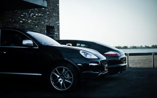 Обои панамера, кайен, порше, black, panamera, cayenne, Porsche, building, черный