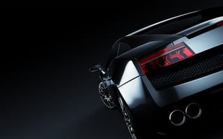 Картинка ламборгини, галлардо, Gallardo, LP 560 4, чёрная, black, ламборджини, Lamborghini, тёмный фон, rear