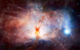 Картинка космос, туманность, Flame nebula, ngc 2024, туманность пламени, красота