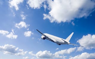 Картинка пассажирский, полет, голубое, облака, самолет, небо, взлет, в воздухе