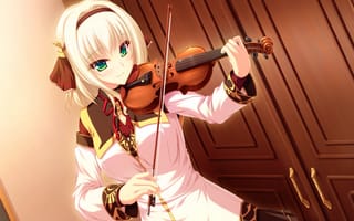 Картинка tenmaso, скрипка, девушка, музыкальный инструмент, ryuuyoku no melodia, game cg