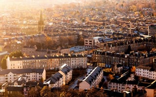 Обои Edinburgh, здания, утро, панорама, дома, осень, город, Scotland, Шотландия, Эдинбург