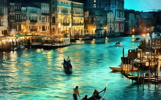 Картинка рисунок, картина, Венеция, Italia, Venezia, Italy, Италия, art, Venice