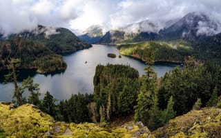 Картинка North Cascades, Озеро, США, Пейзаж, Природа, Вашингтон, Горы, Лес