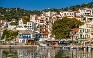 Картинка Греция, здания, набережная, Greece, причал, Skopelos, Скопелос, гавань