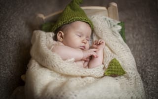 Обои ребёнок, спит, дети, платок, младенец, кроватка, сон, малыш, шапка
