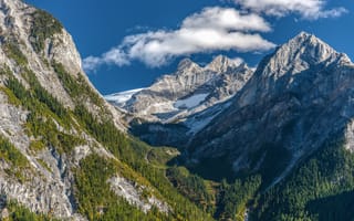 Картинка Канада, леса, небо, горный хребет Селкирк, Британская Колумбия, Hans Mohr рhotography, облака, горы