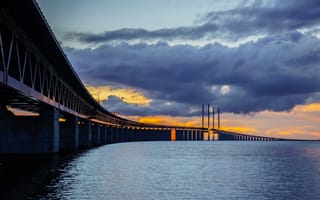 Картинка Sweden, Skane, Bunkeflostrand, Öresund bridge
