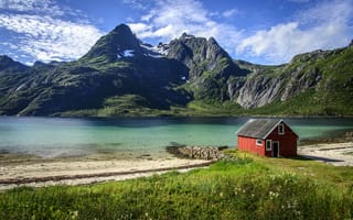 Картинка Озеро, Норвегия, Raftsundet Lofoten Islands, Природа, Горы, Пейзаж