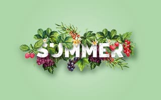 Картинка Design, клубника, Dipanjan Karmakar, виноград, summer, облепиха, лето, ягоды, малина