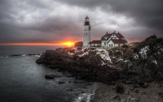 Картинка United States, Maine, море, маяк, Cape Elizabeth