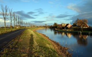 Обои oudendijk, голландия, канал