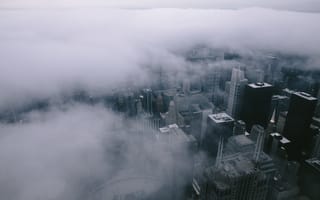 Картинка City, Chicago, Fog, Architecture, Clouds, Landscape